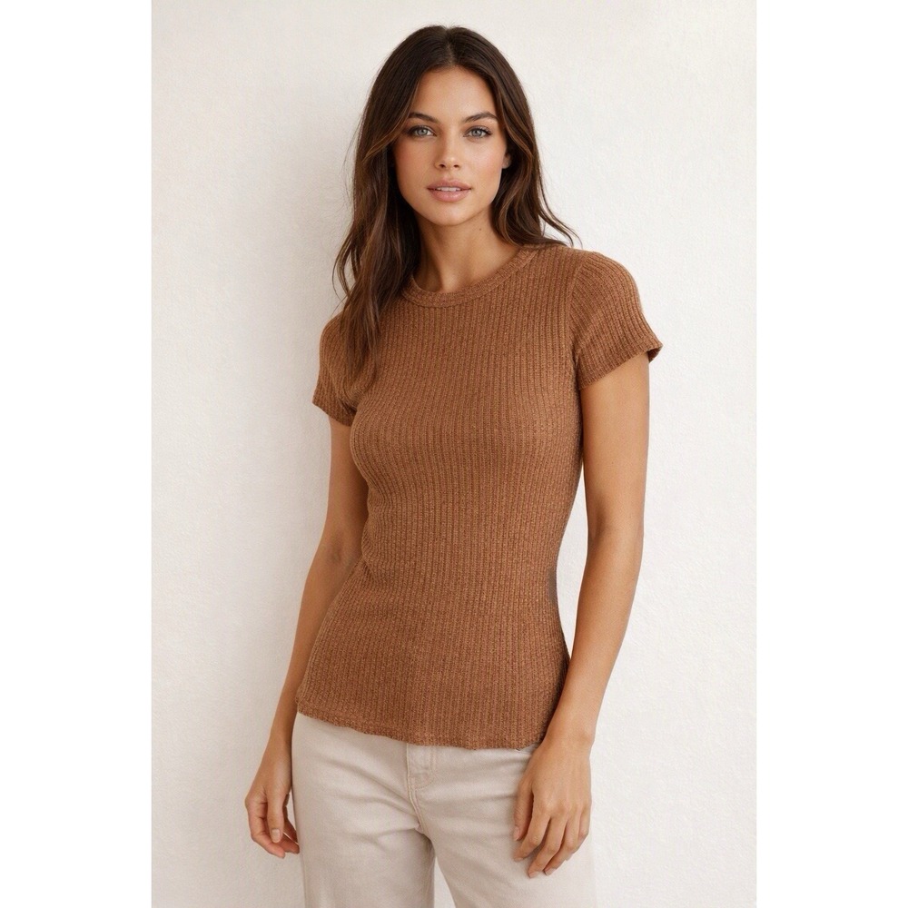 The Cozy Rib Tee - Everlane - Organic Cotton - Medium Tan Brown